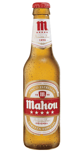 Cerveza rubia Mahou 5 estrellas 33 cl